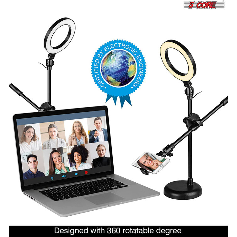 5 CORE 6'' Ring Light Overhead Phone Mount LED Circle Lights 360